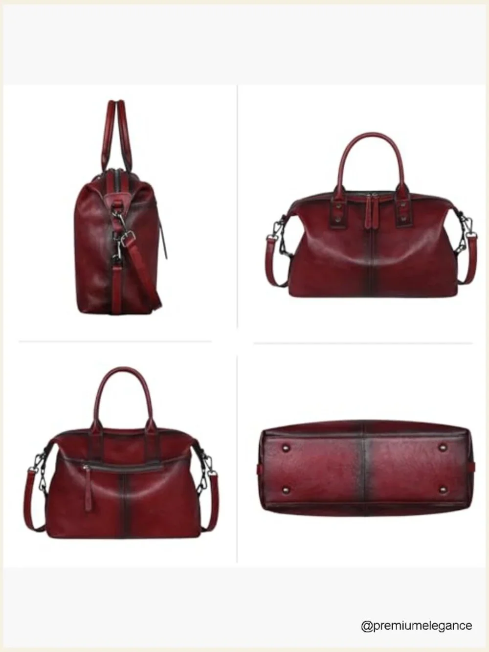 Vintage Genuine Leather Satchel Tote Bag Large Capacity Crossbody Shoulder